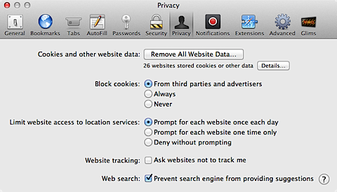 Safari 6: Disable suggestions in Address and Search Bar