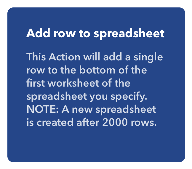 Add row to spreadsheetを選択